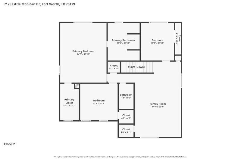 2,255/Mo, 7128 Little Mohican Dr Fort Worth, TX 76179 Floor Plan View 2