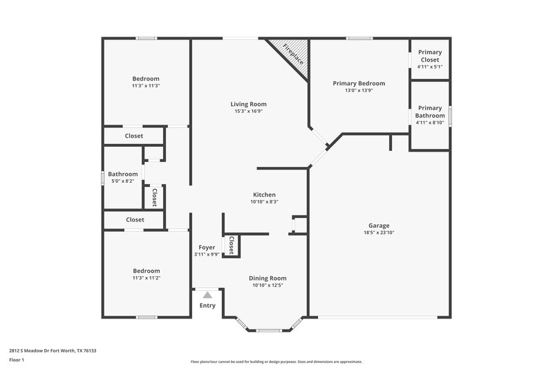 1,780/Mo, 2812 S Meadow Dr Fort Worth, TX 76133 Floor Plan View