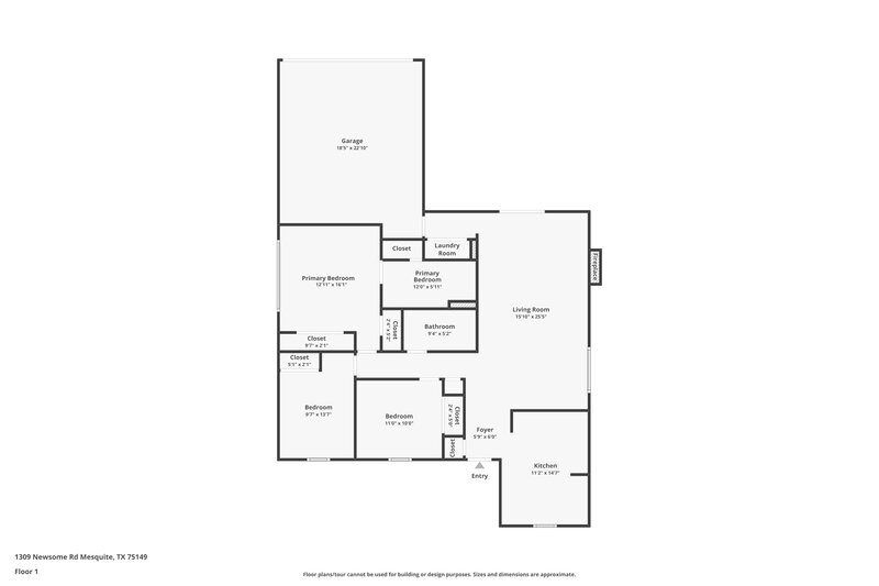 1,975/Mo, 1309 Newsome Rd Mesquite, TX 75149 Floor Plan View