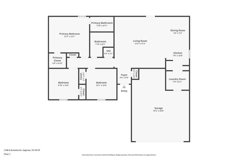 1,595/Mo, 1108 N Knowles Dr Saginaw, TX 76179 Floor Plan View