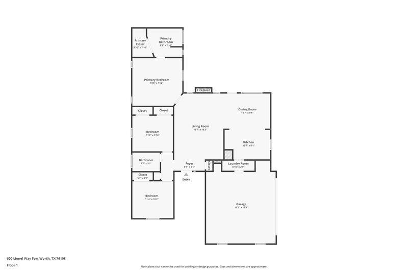 1,975/Mo, 600 Lionel Way Fort Worth, TX 76108 Floor Plan View