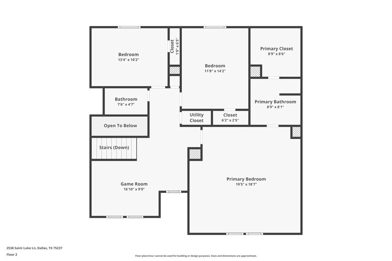 2,730/Mo, 2538 Saint Luke Ln Dallas, TX 75237 Floor Plan View 2