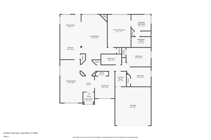 2,180/Mo, 742 River Oak Way Lake Dallas, TX 75065 Floor Plan View