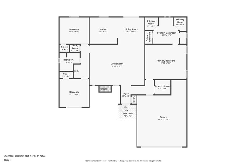 1,835/Mo, 7933 Clear Brook Cir Fort Worth, TX 76123 Floor Plan View