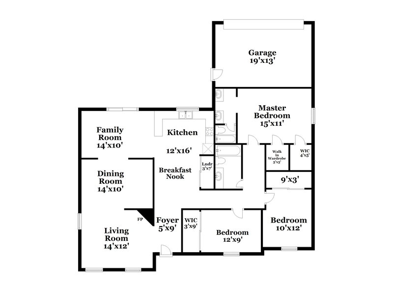 1,740/Mo, 1385 Southridge Dr Lancaster, TX 75146 Floor Plan View