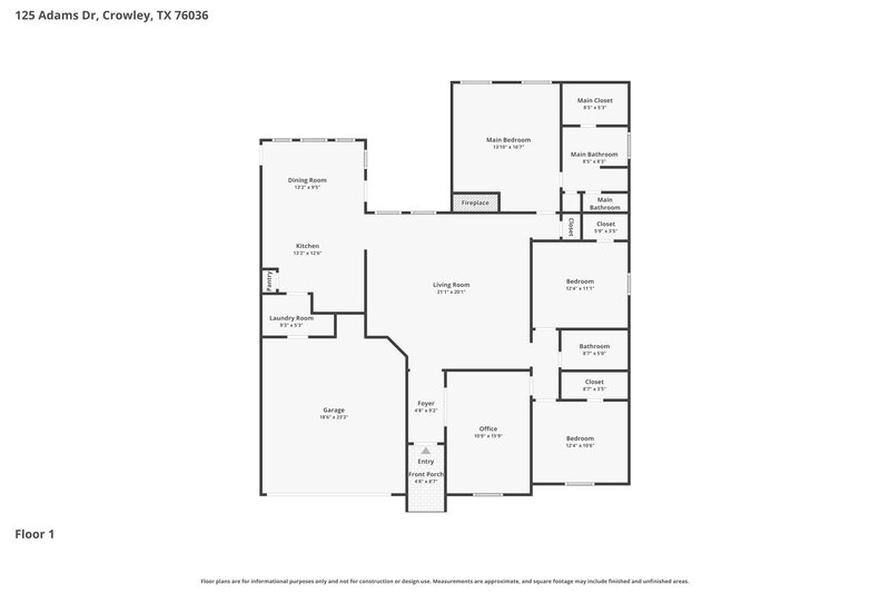 2,105/Mo, 125 Adams Dr Crowley, TX 76036 Floor Plan View