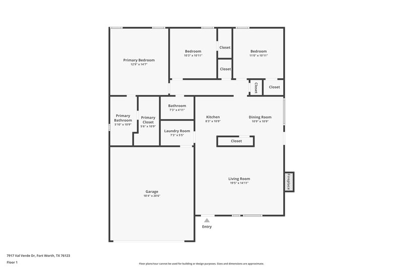 1,945/Mo, 7917 Val Verde Dr Fort Worth, TX 76123 Floor Plan View