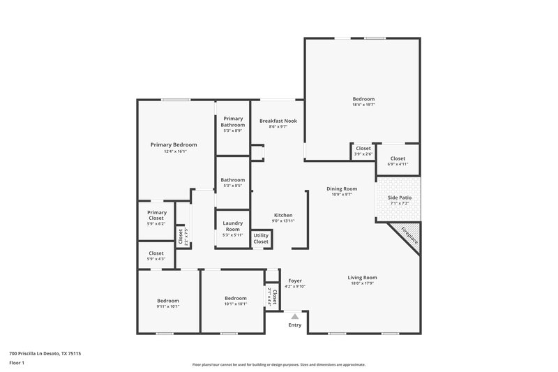 1,805/Mo, 700 Priscilla Ln Desoto, TX 75115 Floor Plan View