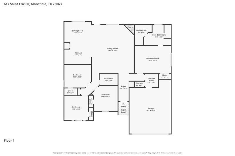 2,690/Mo, 617 Saint Eric Dr Mansfield, TX 76063 Floorplan View