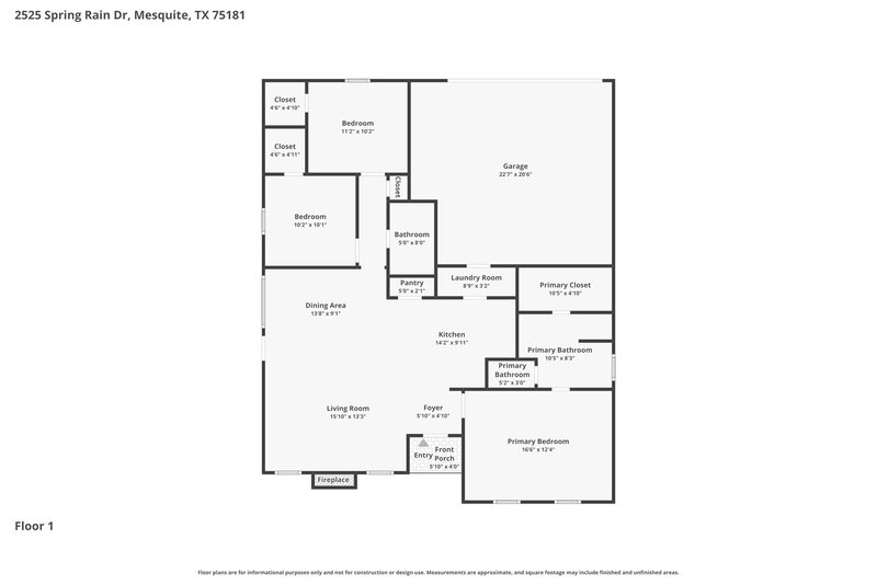 1,930/Mo, 2525 Spring Rain Dr Mesquite, TX 75181 Floor Plan View