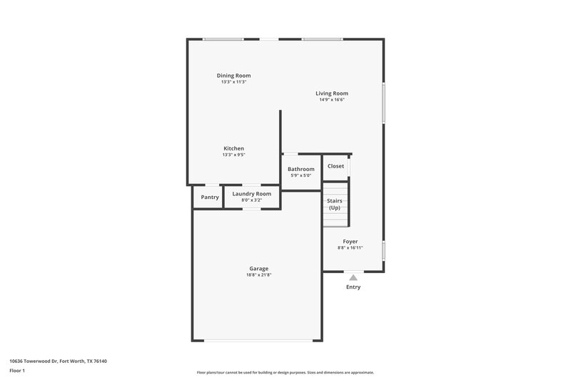 1,825/Mo, 10636 Towerwood Dr Fort Worth, TX 76140 Floor Plan View 2