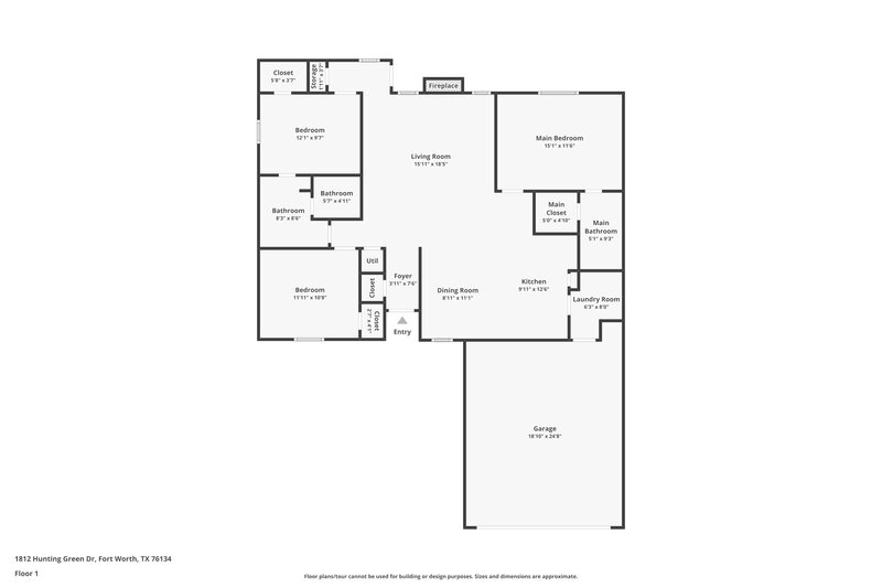 2,085/Mo, 1812 Hunting Green Dr Fort Worth, TX 76134 Floor Plan View