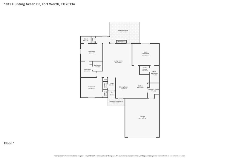 1,985/Mo, 1812 Hunting Green Dr Fort Worth, TX 76134 Floor Plan View