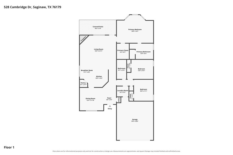 2,075/Mo, 528 Cambridge Dr Saginaw, TX 76179 Floor Plan View