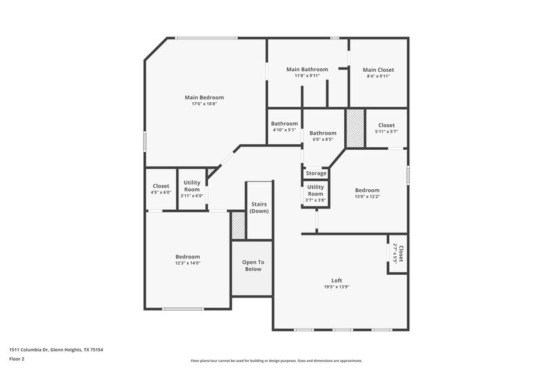 2,210/Mo, 1511 Columbia Dr Glenn Heights, TX 75154 Floorplan View 2