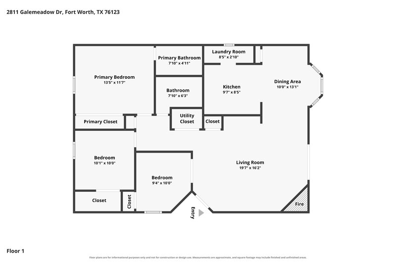 1,825/Mo, 2811 Galemeadow Dr Fort Worth, TX 76123 Floor Plan View