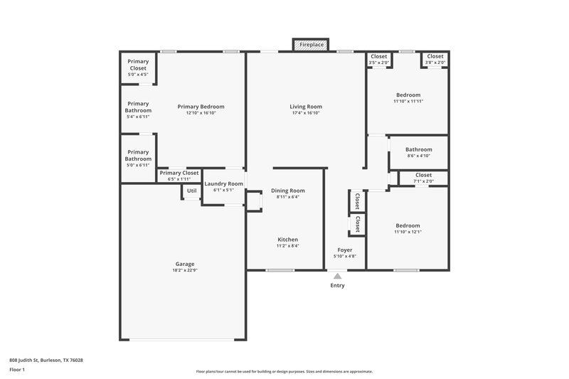 1,945/Mo, 808 Judith Street Burleson, TX 76028 Floor Plan View