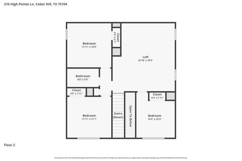 2,410/Mo, 216 High Pointe Ln Cedar Hill, TX 75104 Floor Plan View 2