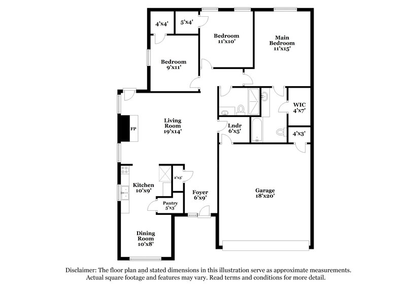 1,745/Mo, 7320 Laurelhill CT S Fort Worth, TX 76133 Floor Plan View