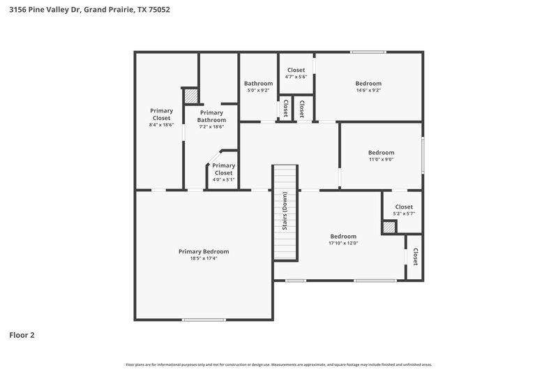 2,760/Mo, 3156 Pine Valley Drive Grand Prairie, TX 75052 Floor Plan View 2