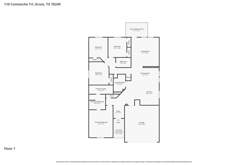 1,955/Mo, 110 Comanche Trail Krum, TX 76249 Floorplan View