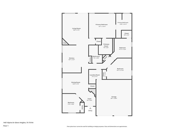 2,135/Mo, 1407 Alpine Drive Red Oak, TX 75154 Floor Plan View
