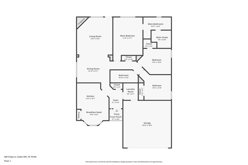 2,190/Mo, 209 Tulip Ln Cedar Hill, TX 75104 Floor Plan View
