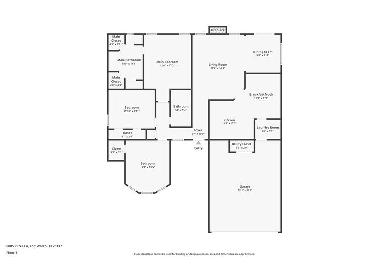 2,135/Mo, 6805 Ritter Ln Fort Worth, TX 76137 Floorplan View