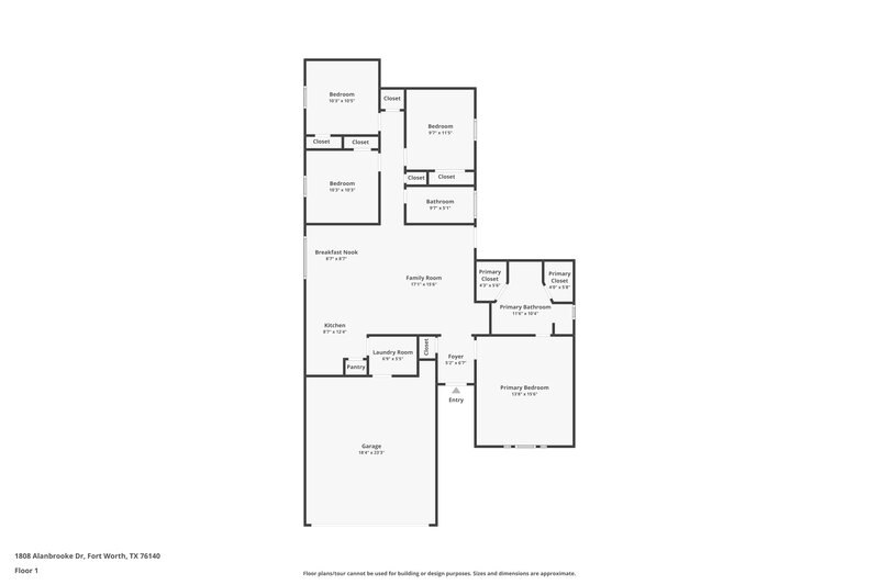 2,640/Mo, 1808 Alanbrooke Fort Worth, TX 76140 Floor Plan View