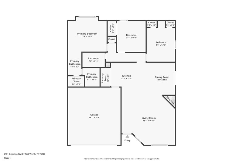 1,935/Mo, 3101 Galemeadow Dr Fort Worth, TX 76123 Floor Plan View
