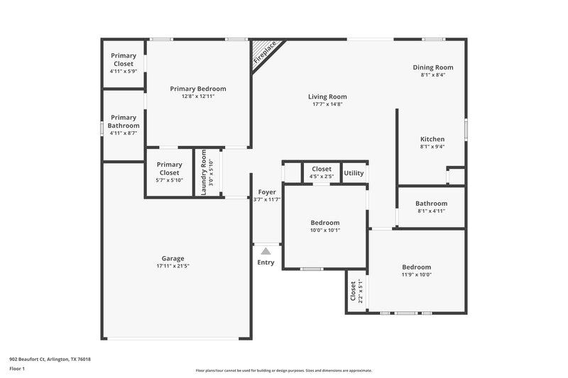 1,890/Mo, 902 Beaufort Court Arlington, TX 76018 Floor Plan View