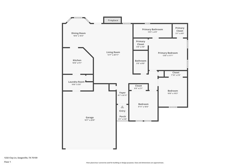 1,990/Mo, 1232 Clay Ln Seagoville, TX 75159 Floor Plan View
