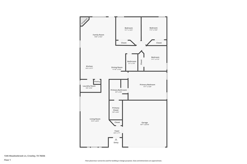 2,680/Mo, 1345 Meadowbrook Lane Crowley, TX 76036 Floor Plan View