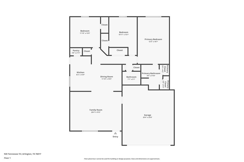 2,200/Mo, 920 Tennessee Trail Arlington, TX 76017 Floor Plan View