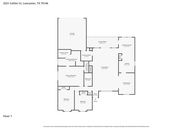 2,125/Mo, 2221 Collier Court Lancaster, TX 75146 Floor Plan View