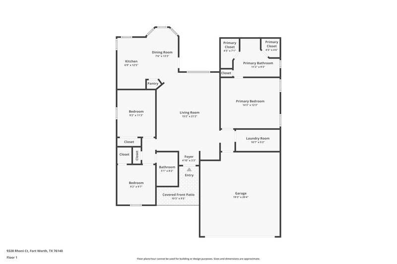 1,800/Mo, 9328 Rhoni Ct Fort Worth, TX 76140 Floor Plan View