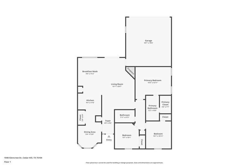 1,945/Mo, 1040 Glencrest Dr. Cedar Hill, TX 75104 Floor Plan View