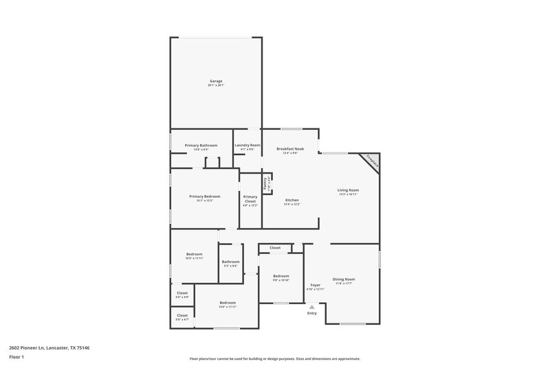 2,150/Mo, 2602 Pioneer Ln Lancaster, TX 75146 Floor Plan View