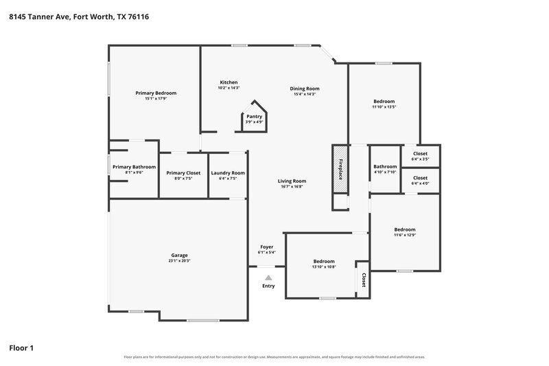 2,320/Mo, 8145 Tanner Ave Fort Worth, TX 76116 Floor Plan View
