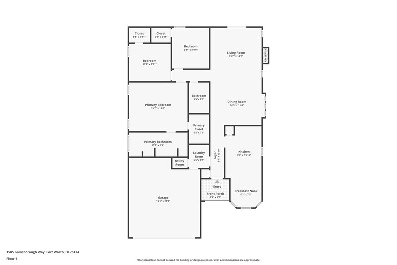 1,780/Mo, 1505 Gainsborough Way Fort Worth, TX 76134 Floor Plan View