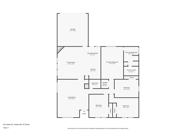 2,430/Mo, 617 Arbor Dr Cedar Hill, TX 75104 Floor Plan View