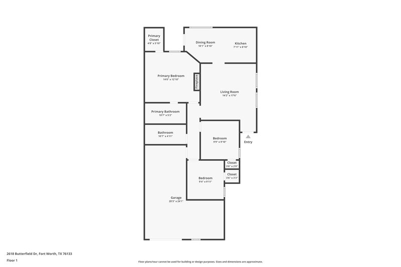 1,770/Mo, 2618 Butterfield Drive Fort Worth, TX 76133 Floor Plan View