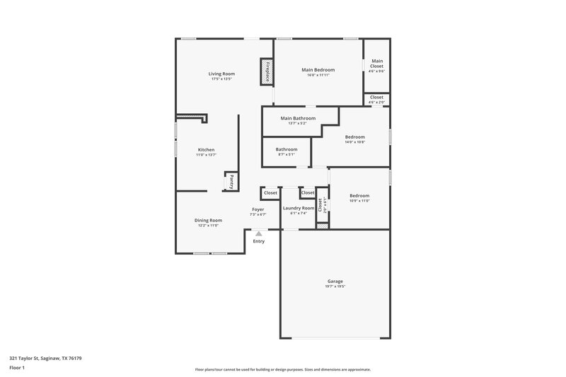 1,845/Mo, 321 Taylor St Saginaw, TX 76179 Floor Plan View
