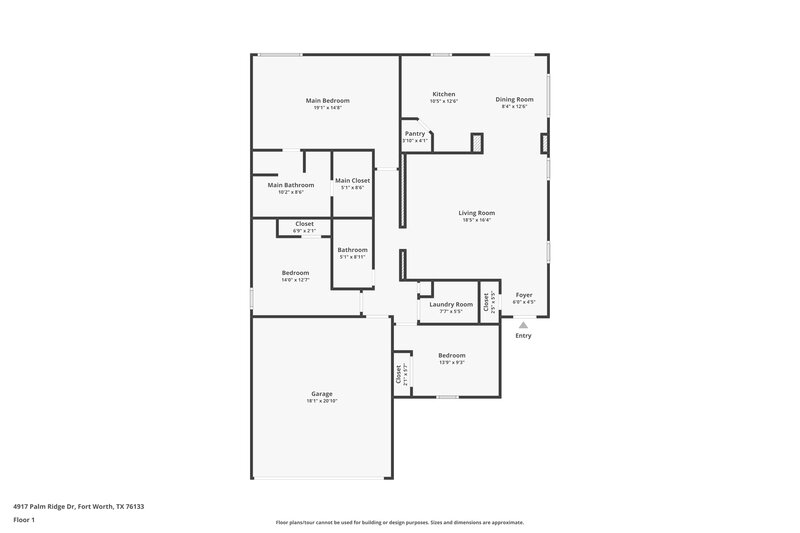 1,900/Mo, 4917 Palm Ridge Drive Fort Worth, TX 76133 Floorplan View