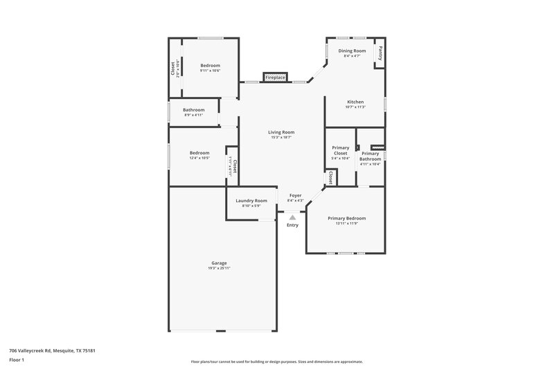 2,170/Mo, 706 Valleycreek Rd Mesquite, TX 75181 Floor Plan View
