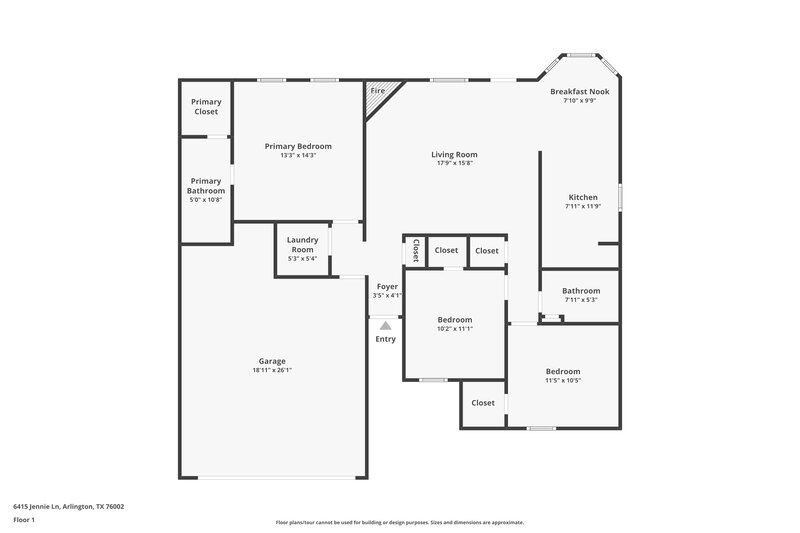 2,130/Mo, 6415 Jennie Ln Arlington, TX 76002 Floorplan View