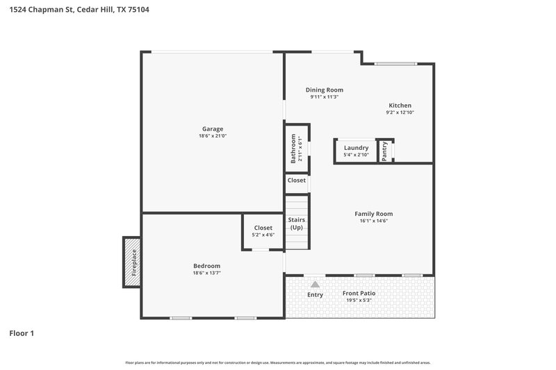 2,395/Mo, 1524 Chapman St Cedar Hill, TX 75104 Floorplan View
