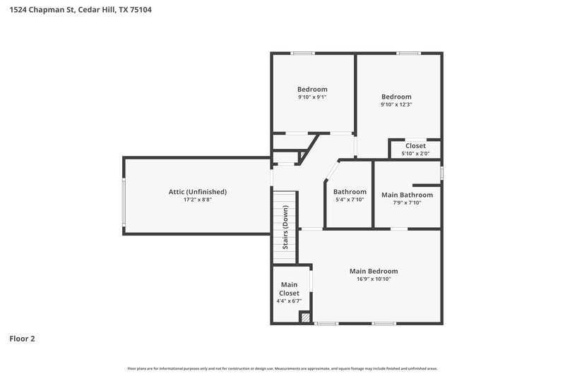2,460/Mo, 1524 Chapman St Cedar Hill, TX 75104 Floor Plan View 2