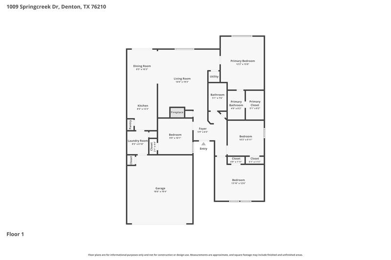 2,010/Mo, 1009 Springcreek Dr Denton, TX 76210 Floor Plan View