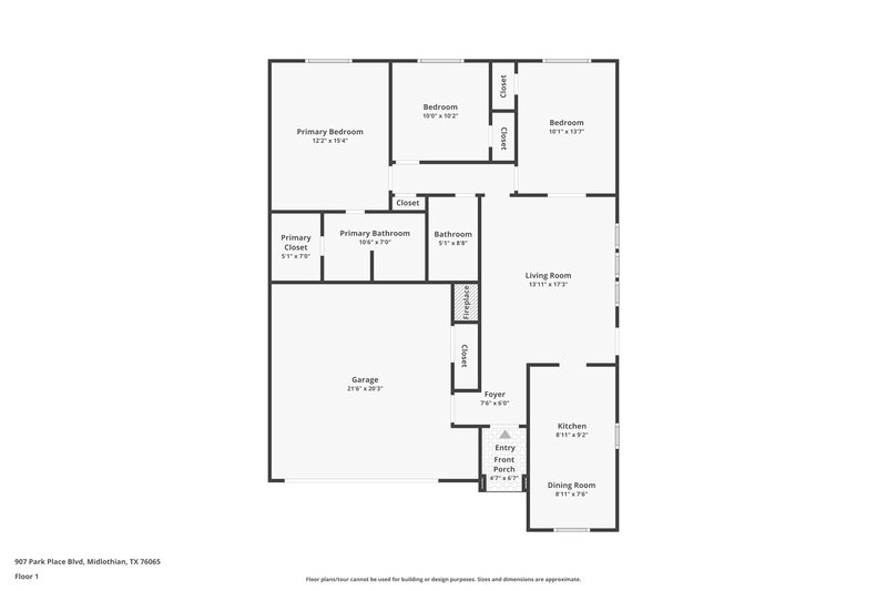 1,980/Mo, 907 Park Place Boulevard Midlothian, TX 76065 Floorplan View